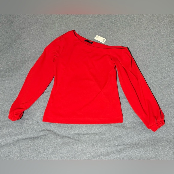 Banana Republic Balloon Sleeve one shoulder blouse red size S NWT - Picture 1 of 2